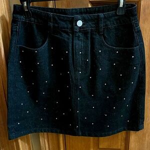 Black Rhinestone Studded Skirt